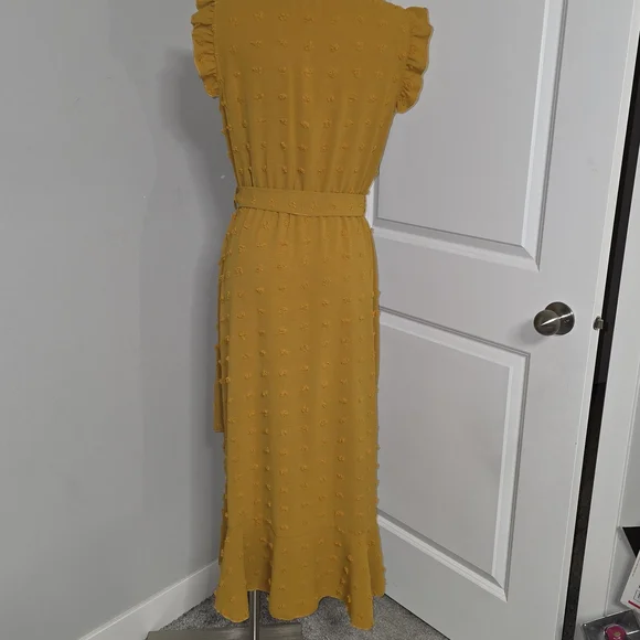 BTFBM Women's 2023 Summer Wrap V Neck Dress Ruffle Sleeve Swiss Dot Boho Sz M - Picture 14 of 16